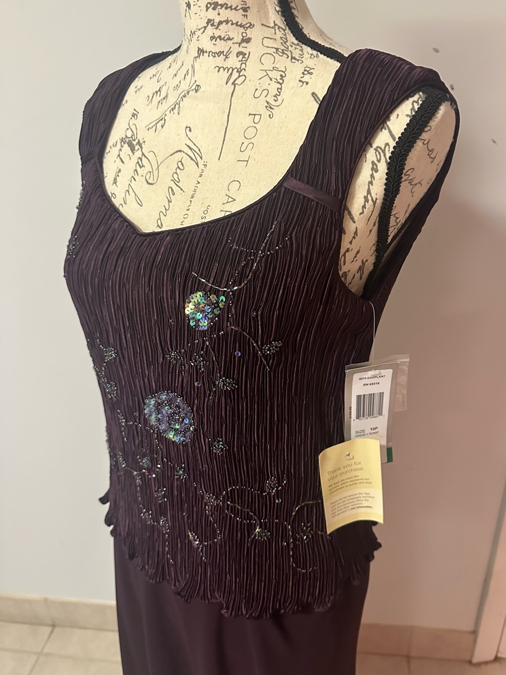 Patra Deep Plum Beaded Maxi Dress